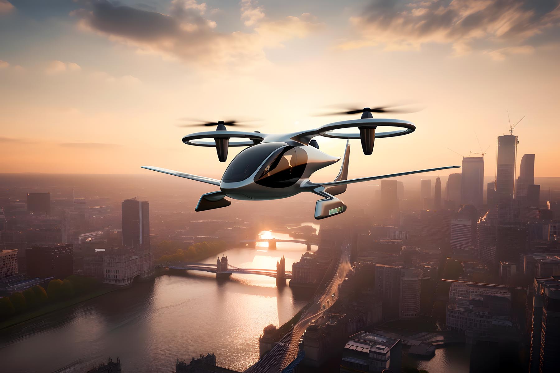 EVTOL aircraft flying above London