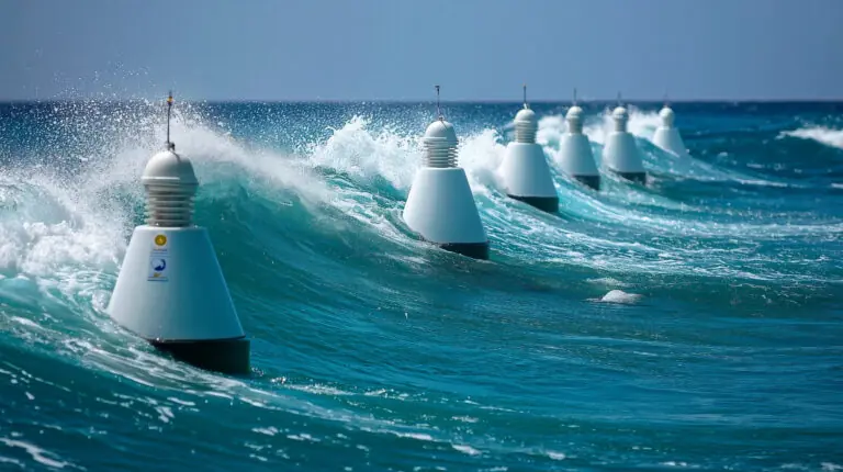 Photo of wave energy converters in the ocean